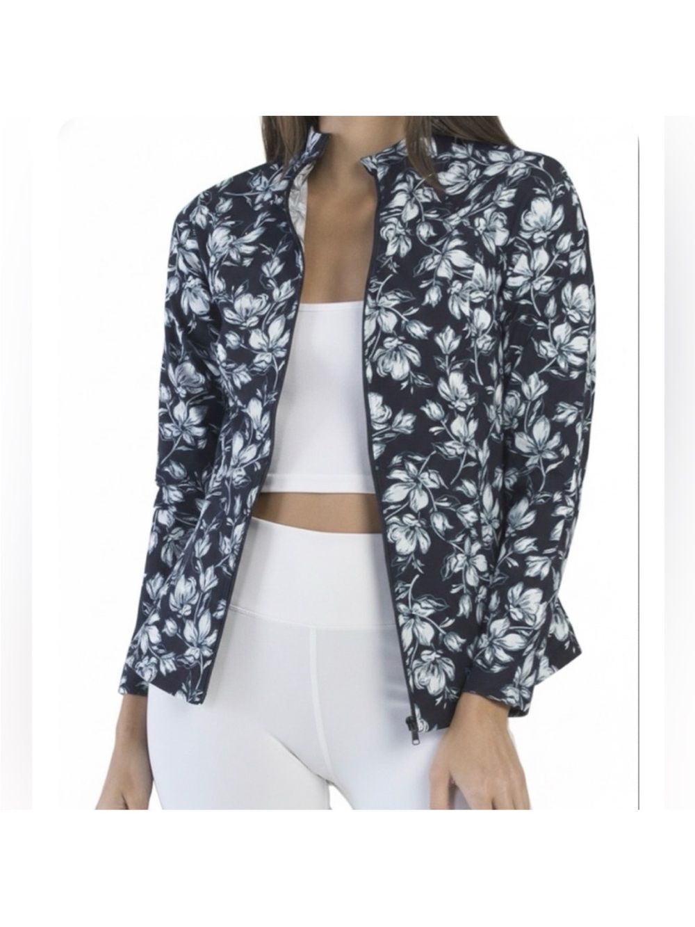 Tommy Bahama Active Blue Floral Zip Up S